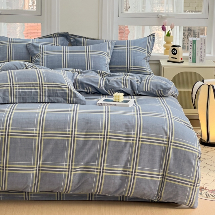 91家纺网 家纺一手货源 找家纺 品乐家纺 2023新款全棉喷气磨毛印花单被套 卡莱尔-灰