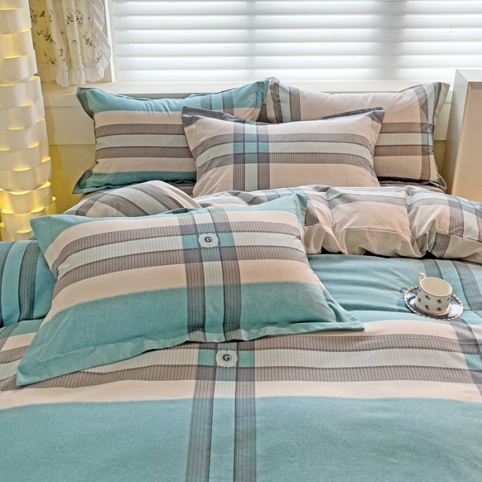 91家纺网 家纺一手货源 找家纺 品乐家纺 2023新款全棉喷气磨毛印花单被套 里斯本-绿