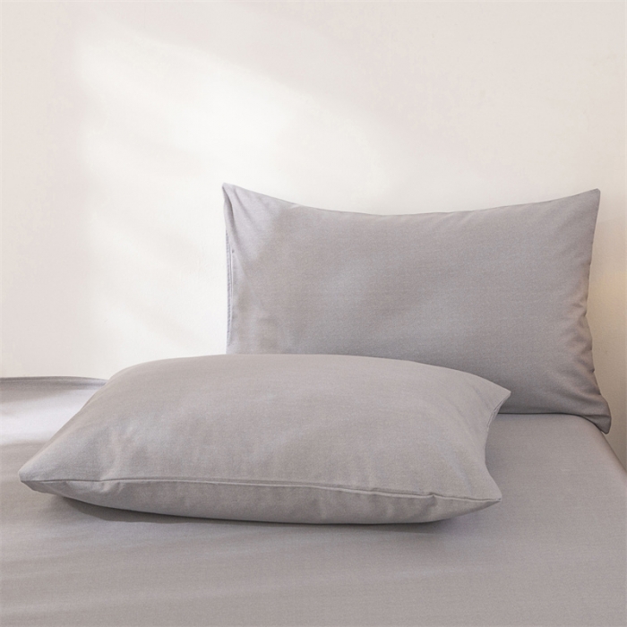 91家纺网 家纺一手货源 找家纺 首爱家纺 2025新款纯色全棉长绒棉四件套 灰色