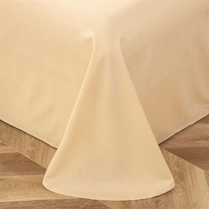 91家纺网 家纺一手货源 找家纺 首爱家纺 2025新款纯色全棉长绒棉四件套 浅黄