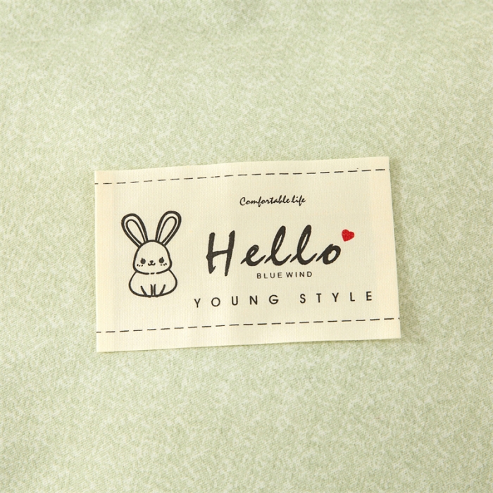 91家纺网 家纺一手货源 找家纺 棉乐町 2025新款纯色全棉长绒棉四件套果绿