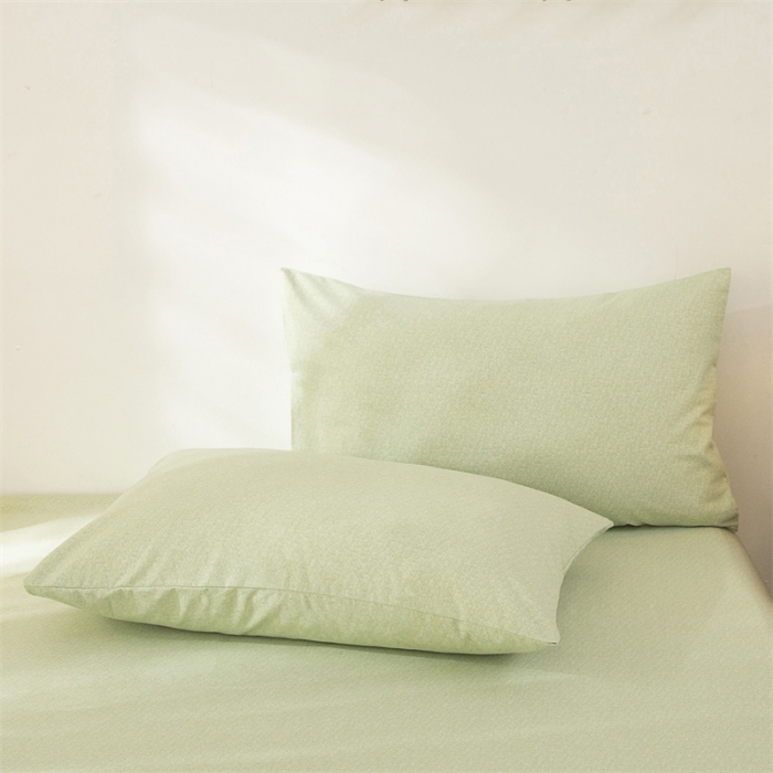 91家纺网 家纺一手货源 找家纺 棉乐町 2025新款纯色全棉长绒棉四件套果绿