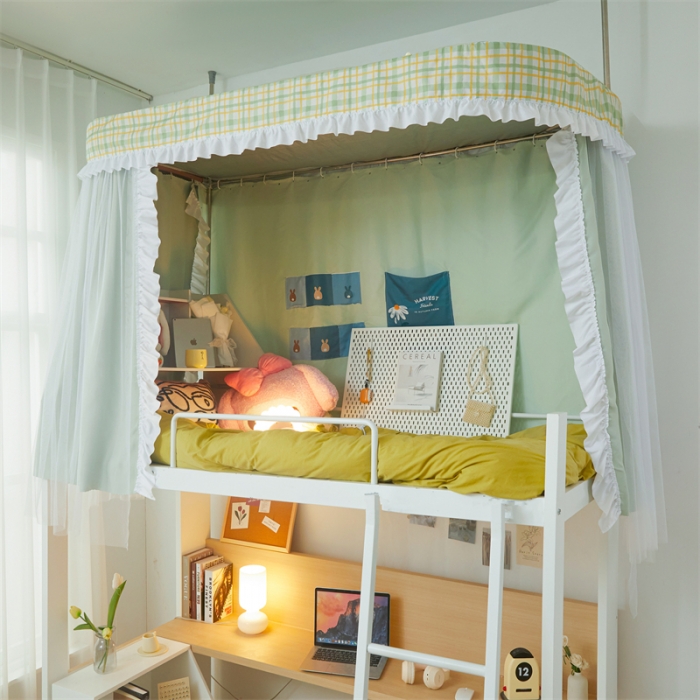 91家纺网 家纺一手货源 找家纺 卓尔居 2025新款学生高精密导轨花边款 导轨青柠绿