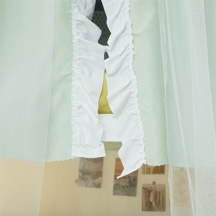 91家纺网 家纺一手货源 找家纺 卓尔居 2025新款学生高精密导轨花边款 导轨青柠绿