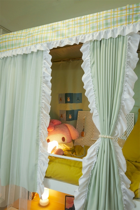 91家纺网 家纺一手货源 找家纺 卓尔居 2025新款学生高精密导轨花边款 导轨青柠绿