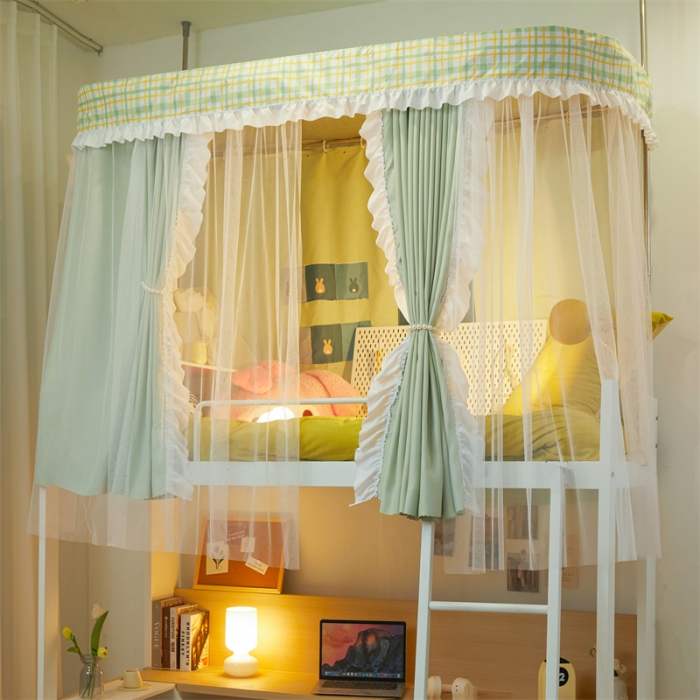 91家纺网 家纺一手货源 找家纺 卓尔居 2025新款学生高精密导轨花边款 导轨青柠绿