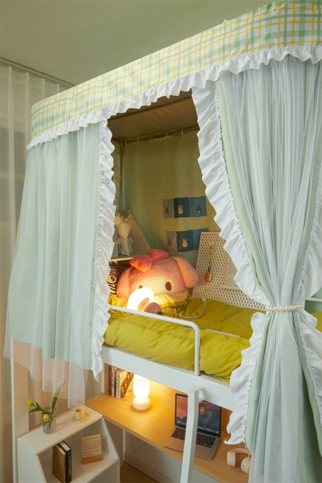 91家纺网 家纺一手货源 找家纺 卓尔居 2025新款学生高精密导轨花边款 导轨青柠绿