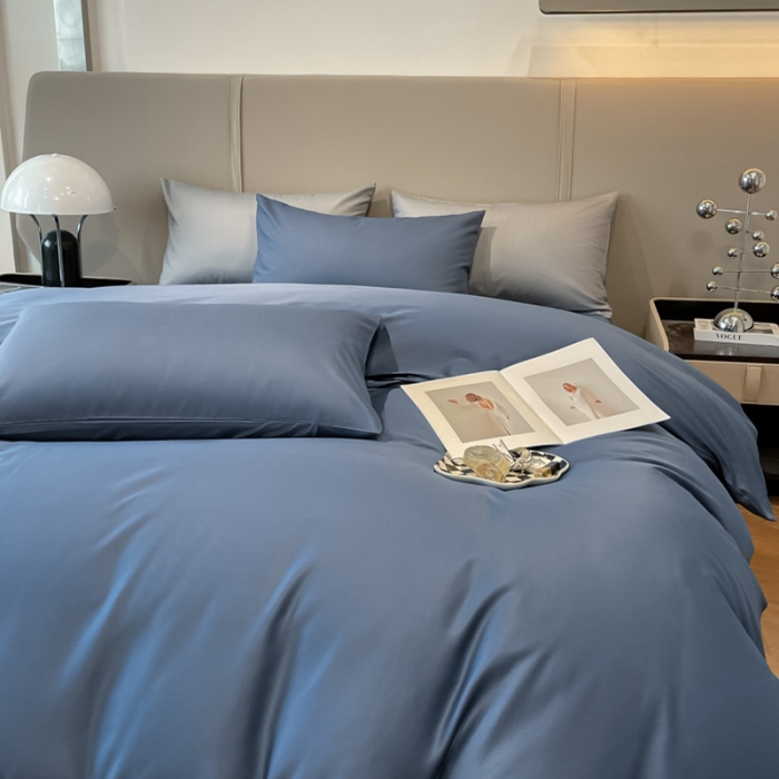 91家纺网 家纺一手货源 找家纺 柠馨2023新款都市贵族系列13376铂金新疆长绒棉纯色单品系列 宾利蓝-单被套