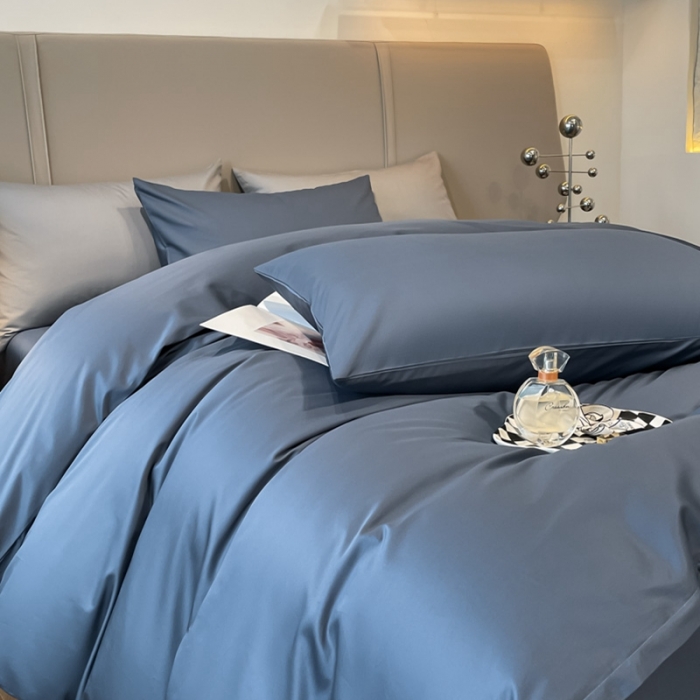 91家纺网 家纺一手货源 找家纺 柠馨2023新款都市贵族系列13376铂金新疆长绒棉纯色单品系列 宾利蓝-单被套