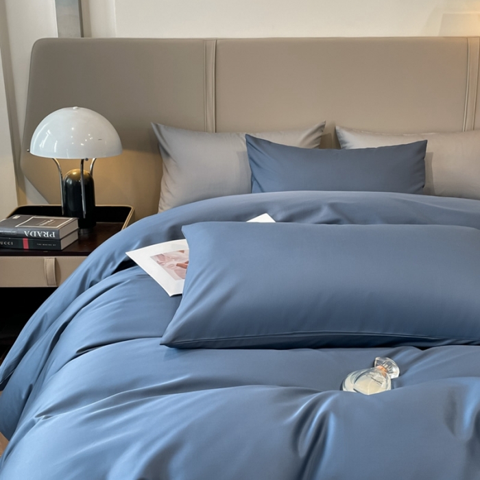 91家纺网 家纺一手货源 找家纺 柠馨2023新款都市贵族系列13376铂金新疆长绒棉纯色单品系列 宾利蓝-单被套