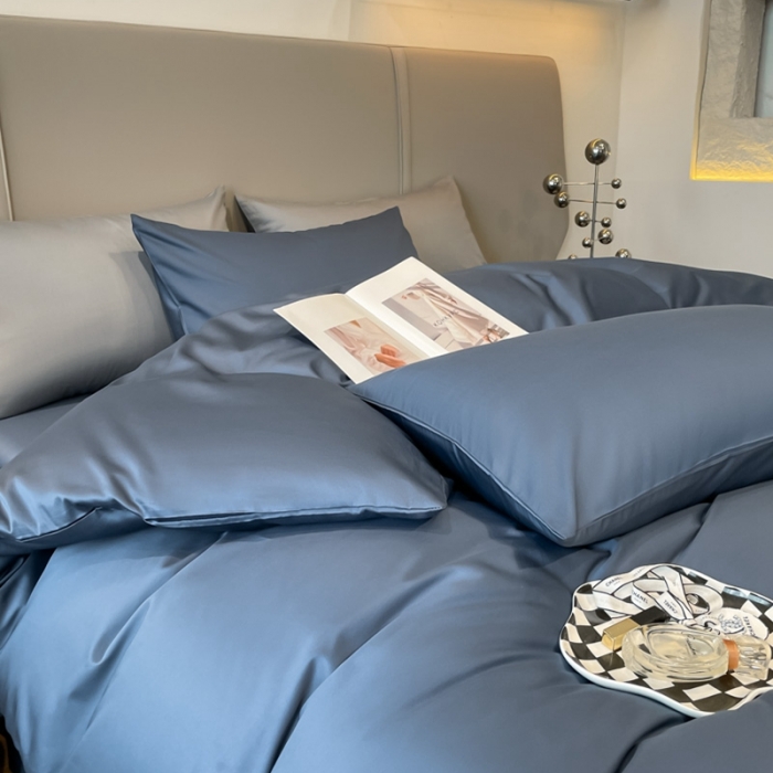 91家纺网 家纺一手货源 找家纺 柠馨2023新款都市贵族系列13376铂金新疆长绒棉纯色单品系列 宾利蓝-单被套