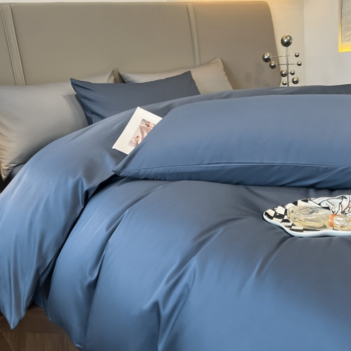 91家纺网 家纺一手货源 找家纺 柠馨2023新款都市贵族系列13376铂金新疆长绒棉纯色单品系列 宾利蓝-单被套