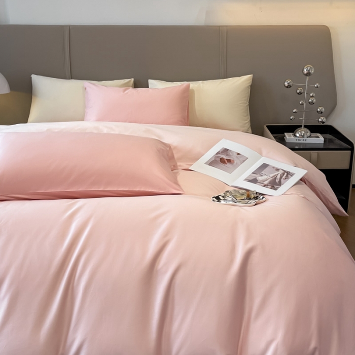 91家纺网 家纺一手货源 找家纺 柠馨2023新款都市贵族系列13376铂金新疆长绒棉纯色单品系列 山茶粉-单被套