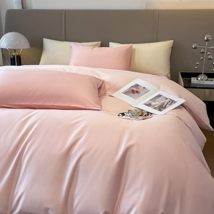 91家纺网 家纺一手货源 找家纺 柠馨2023新款都市贵族系列13376铂金新疆长绒棉纯色单品系列 山茶粉-单被套