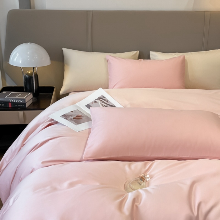 91家纺网 家纺一手货源 找家纺 柠馨2023新款都市贵族系列13376铂金新疆长绒棉纯色单品系列 山茶粉-单被套