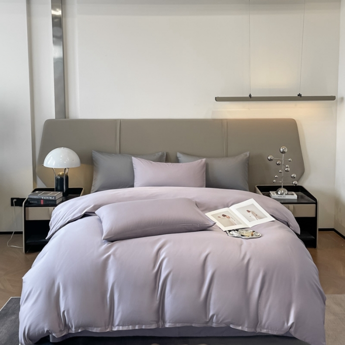 91家纺网 家纺一手货源 找家纺 柠馨2023新款都市贵族系列13376铂金新疆长绒棉纯色单品系列 雪山紫-单被套