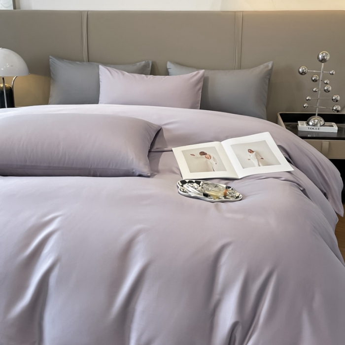 91家纺网 家纺一手货源 找家纺 柠馨2023新款都市贵族系列13376铂金新疆长绒棉纯色单品系列 雪山紫-单被套