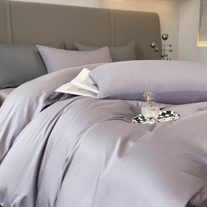 91家纺网 家纺一手货源 找家纺 柠馨2023新款都市贵族系列13376铂金新疆长绒棉纯色单品系列 雪山紫-单被套