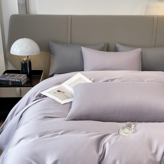 91家纺网 家纺一手货源 找家纺 柠馨2023新款都市贵族系列13376铂金新疆长绒棉纯色单品系列 雪山紫-单被套