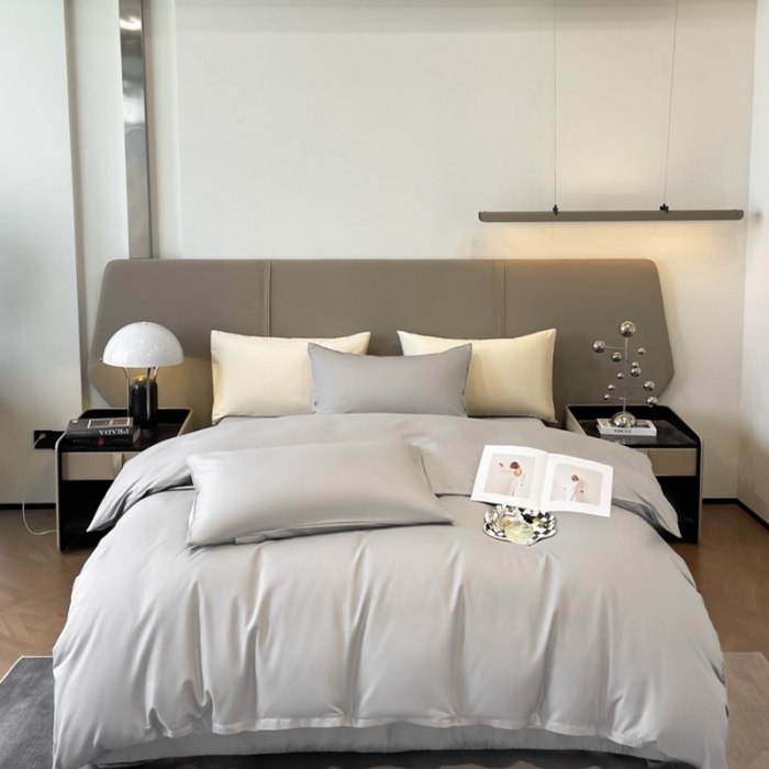 91家纺网 家纺一手货源 找家纺 柠馨2023新款都市贵族系列13376铂金新疆长绒棉纯色单品系列 冰川灰-单被套