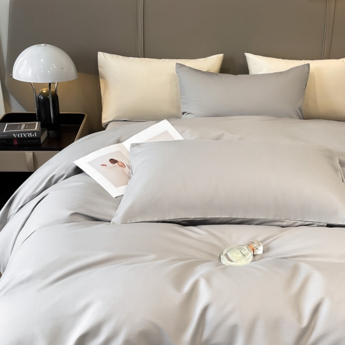 91家纺网 家纺一手货源 找家纺 柠馨2023新款都市贵族系列13376铂金新疆长绒棉纯色单品系列 冰川灰-单被套