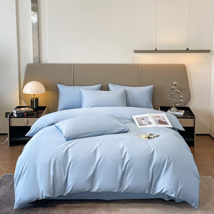 91家纺网 家纺一手货源 找家纺 柠馨2023新款都市贵族系列13376铂金新疆长绒棉纯色单品系列 北极蓝-单被套