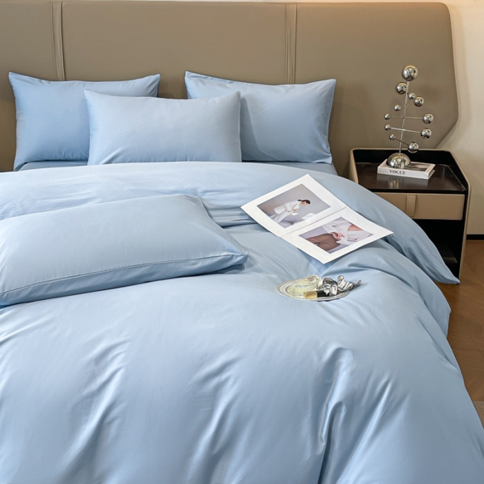 91家纺网 家纺一手货源 找家纺 柠馨2023新款都市贵族系列13376铂金新疆长绒棉纯色单品系列 北极蓝-单被套