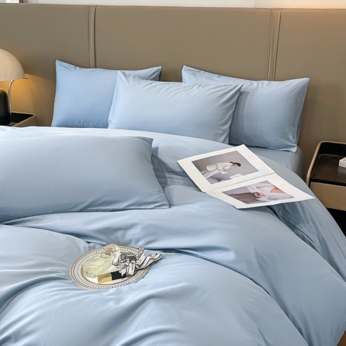 91家纺网 家纺一手货源 找家纺 柠馨2023新款都市贵族系列13376铂金新疆长绒棉纯色单品系列 北极蓝-单被套