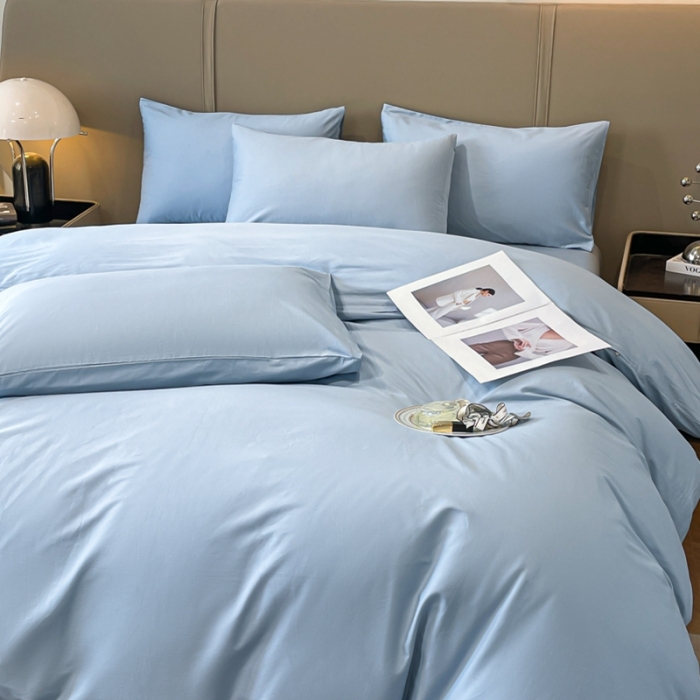 91家纺网 家纺一手货源 找家纺 柠馨2023新款都市贵族系列13376铂金新疆长绒棉纯色单品系列 北极蓝-单被套