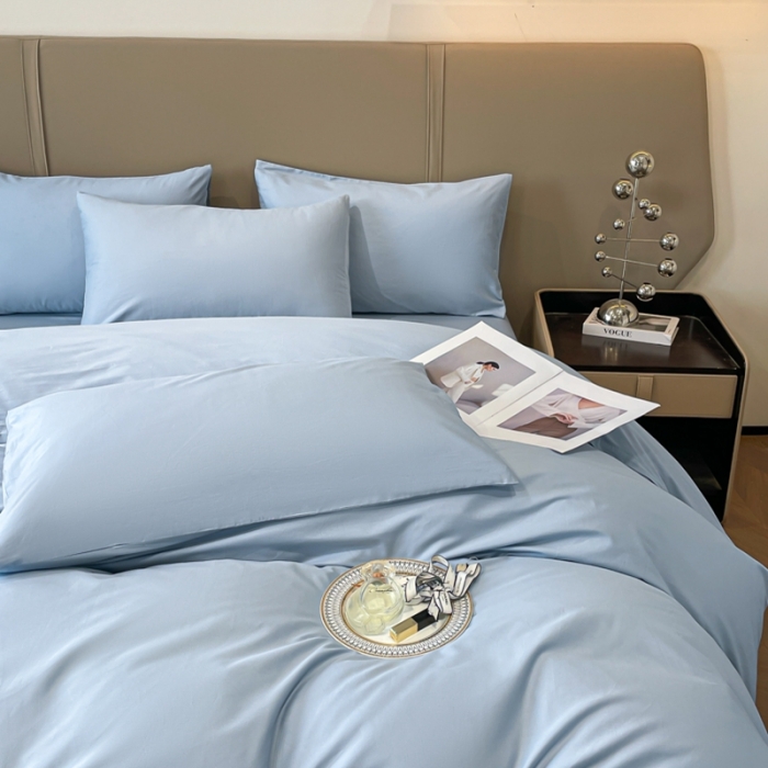 91家纺网 家纺一手货源 找家纺 柠馨2023新款都市贵族系列13376铂金新疆长绒棉纯色单品系列 北极蓝-单被套