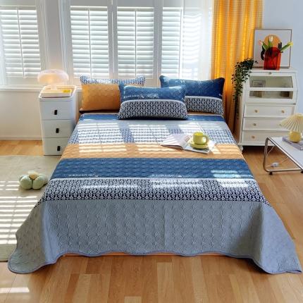 91家纺网 家纺一手货源 找家纺 （总）衿成 2025新款全棉水波纹夹棉印花床盖（清仓款）