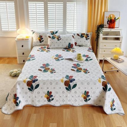 91家纺网 家纺一手货源 找家纺 （总）衿成 2025新款全棉水波纹夹棉印花床盖（清仓款）