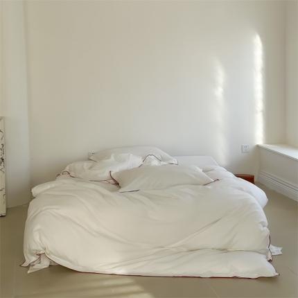 91家纺网 家纺一手货源 找家纺 （总）云上 2023新款色织法式全棉水洗棉双层密拷边四件套