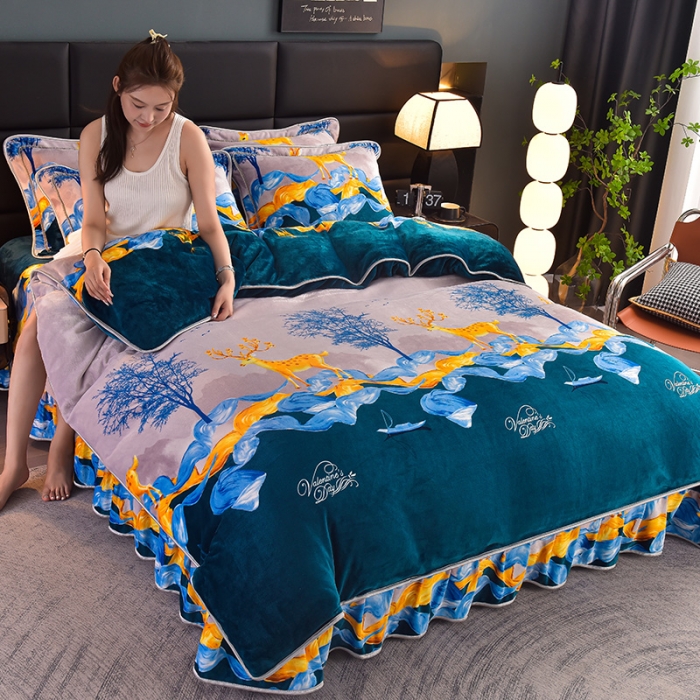 91家纺网 家纺一手货源 找家纺 芯诗曼 2025新款牛奶绒印花单被套 发财鹿