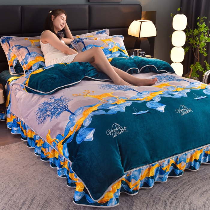 91家纺网 家纺一手货源 找家纺 芯诗曼 2025新款牛奶绒印花单被套 发财鹿