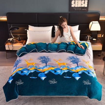 91家纺网 家纺一手货源 找家纺 芯诗曼 2025新款牛奶绒印花单被套 发财鹿