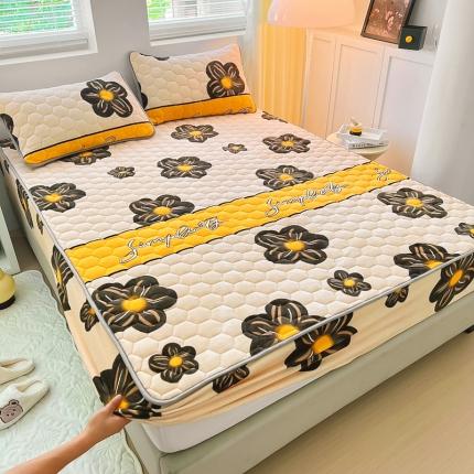 91家纺网 家纺一手货源 找家纺 情煊家纺 2023新款保暖牛奶绒夹棉床笠 情调