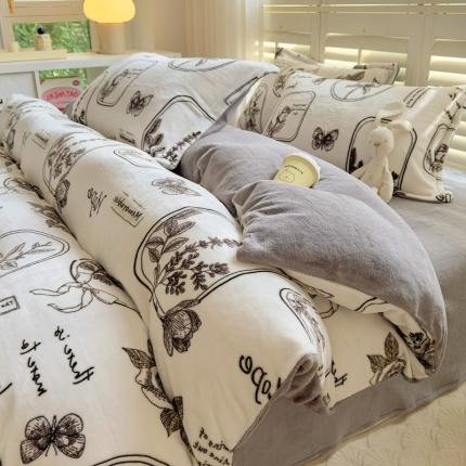 91家纺网 家纺一手货源 找家纺 （总）百寐 2023新款加厚牛奶绒小清新可爱花卉卡通保暖学生三四件套