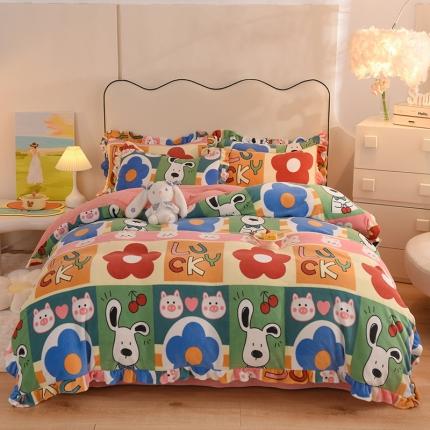 91家纺网 家纺一手货源 找家纺 总甜之梦家纺 2025新款泥点绒印花四件套（任何尺寸都可定做）