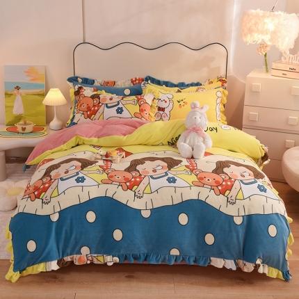 91家纺网 家纺一手货源 找家纺 总甜之梦家纺 2025新款泥点绒印花四件套（任何尺寸都可定做）