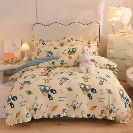 91家纺网 家纺一手货源 找家纺 总甜之梦家纺 2025新款泥点绒印花四件套（任何尺寸都可定做）