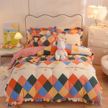 91家纺网 家纺一手货源 找家纺 总甜之梦家纺 2025新款泥点绒印花四件套（任何尺寸都可定做）