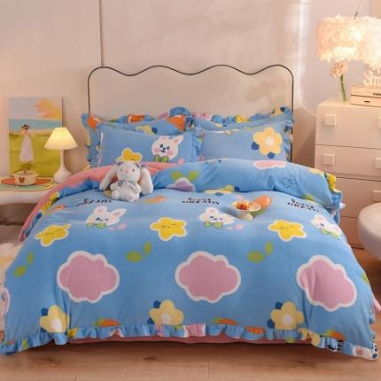 甜之梦家纺 2025新款泥点绒印花四件套（任何尺寸都可定做） 爱心萌兔