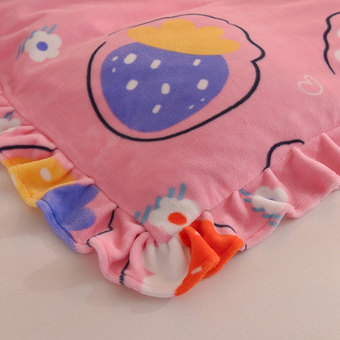 91家纺网 家纺一手货源 找家纺 甜之梦家纺 2025新款泥点绒印花四件套（任何尺寸都可定做） 粉红草莓