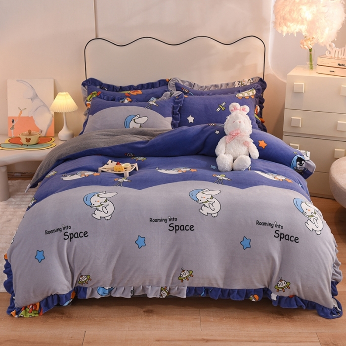 91家纺网 家纺一手货源 找家纺 甜之梦家纺 2025新款泥点绒印花四件套（任何尺寸都可定做） 猫星球