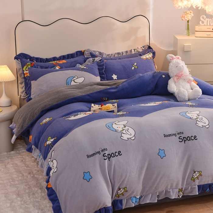 91家纺网 家纺一手货源 找家纺 甜之梦家纺 2025新款泥点绒印花四件套（任何尺寸都可定做） 猫星球