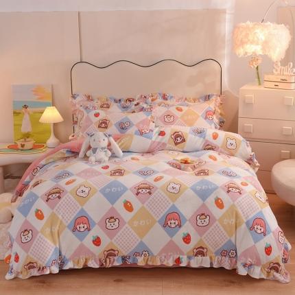 甜之梦家纺 2025新款泥点绒印花四件套（任何尺寸都可定做） 诗雨恋人