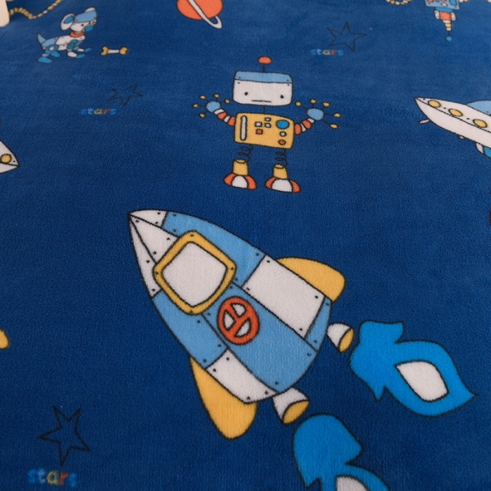 91家纺网 家纺一手货源 找家纺 甜之梦家纺 2025新款泥点绒印花四件套（任何尺寸都可定做） 太空机器人北卡蓝