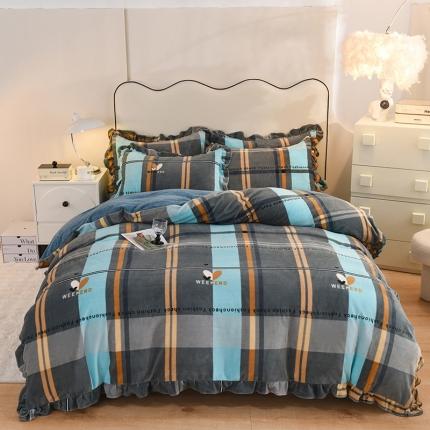 甜之梦家纺 2025新款泥点绒印花四件套（任何尺寸都可定做） 许愿条纹