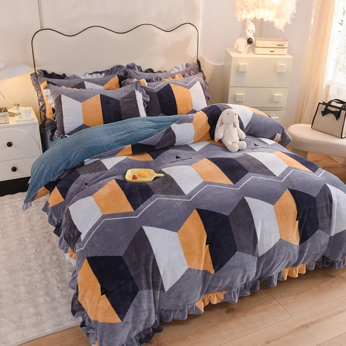 91家纺网 家纺一手货源 找家纺 甜之梦家纺 2025新款泥点绒印花四件套（任何尺寸都可定做） 追光